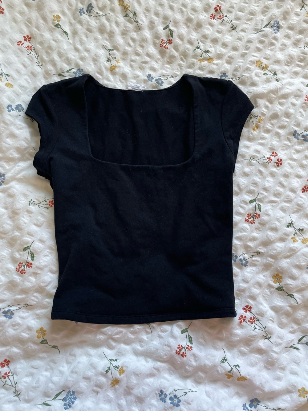 Garage black short sleeve square neck tee
